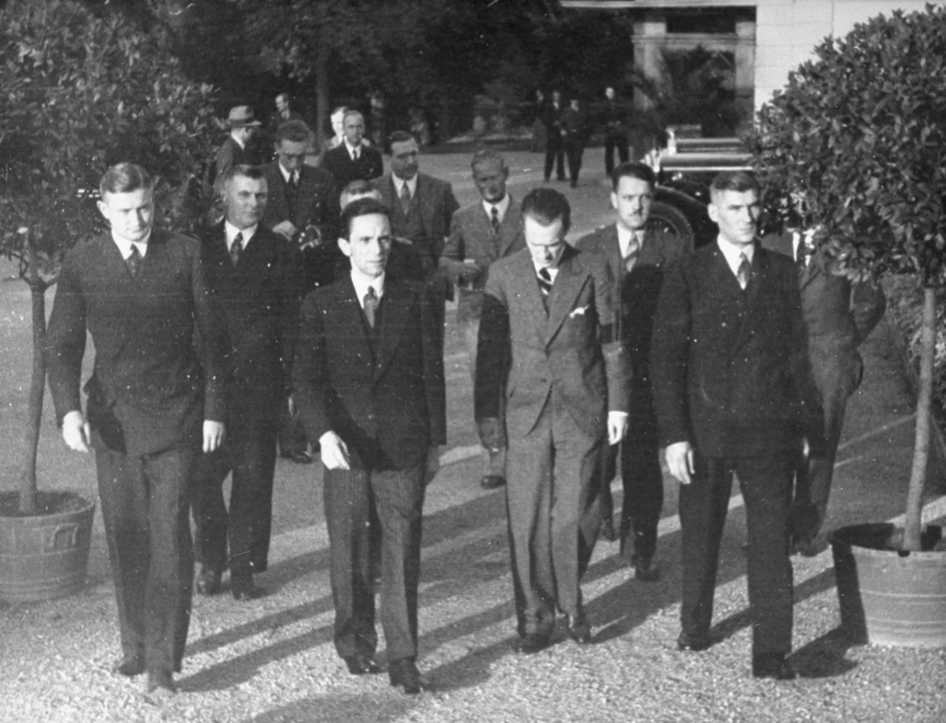 Goebbels walks amid the German delegation at the League of Nations Assembly in Geneva. Photograph by Alfred Eisenstaedt.
