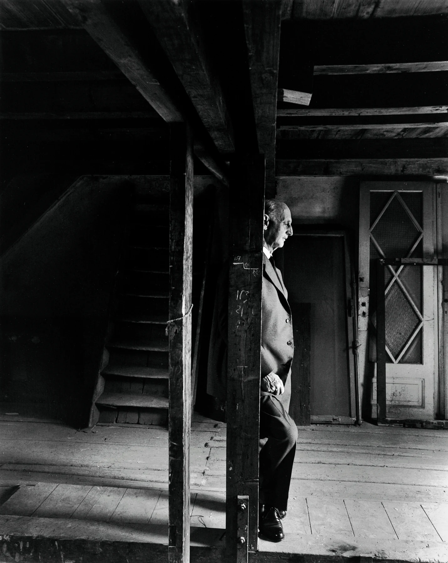 Otto Frank in the attic of the Anne Frank House. Amsterdam, May 1960.